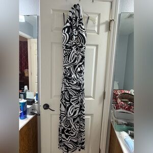 Elegant Black and White Patterned Dress